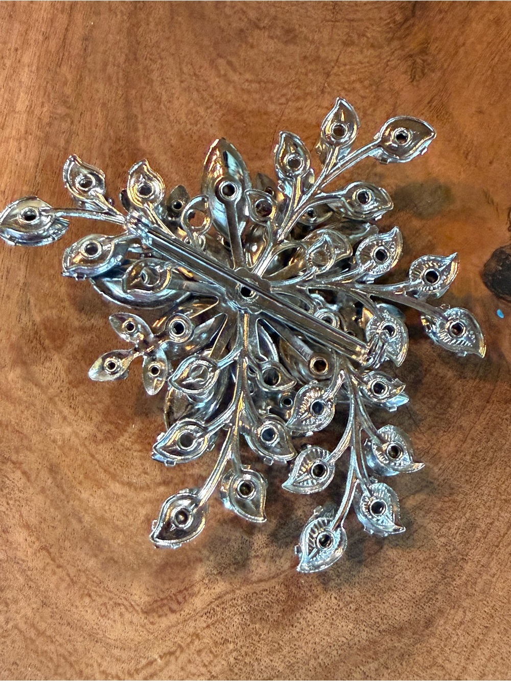 Blue Crystal Floral Statement Brooch - Picture 4 of 4